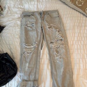 One Teaspoon Grey Ripped Boyfriend Jeans